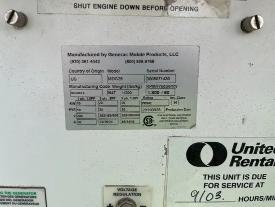 2019 Magnum Pro MDG25IF4CAN Diesel Generator